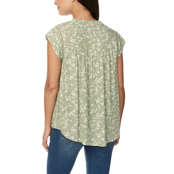 NWT Buffalo David Bitton Womens Flutter Sleeve Blouse Mint Ditsy Sz M $40 1HL330 - Picture 3 of 3